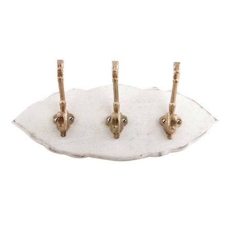 White Golden Small Wall Wooden Iron Hooks